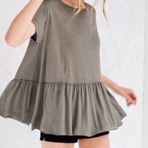 Truly Madly Deeply Green Dusty Road Peplum Tee